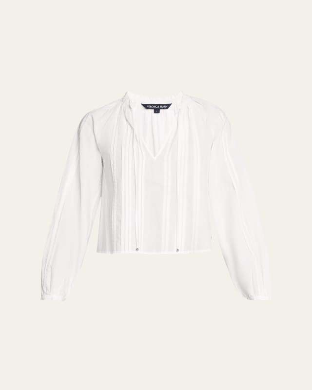 Jaxon Pleated V-Neck Top